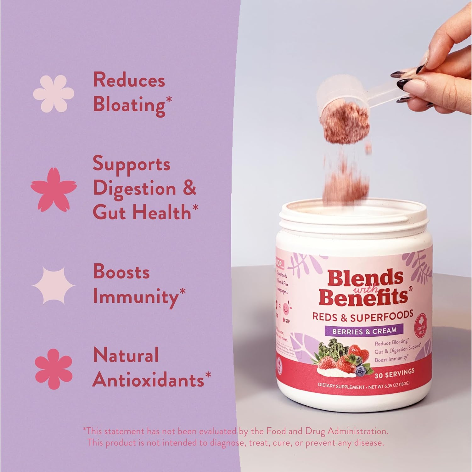 Antioxidant-Rich Reds & Superfoods Blend with Probiotics and Daily Energy Support - Berries & Cream - 30 Servings