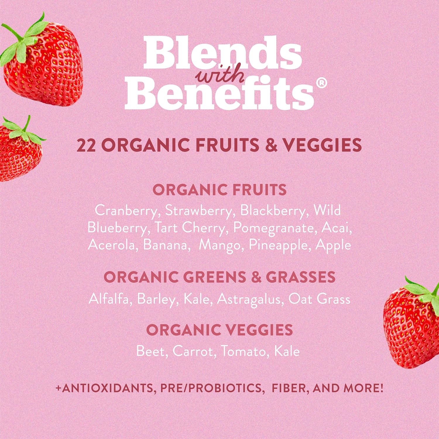 Antioxidant-Rich Reds & Superfoods Blend with Probiotics and Daily Energy Support - Berries & Cream - 30 Servings
