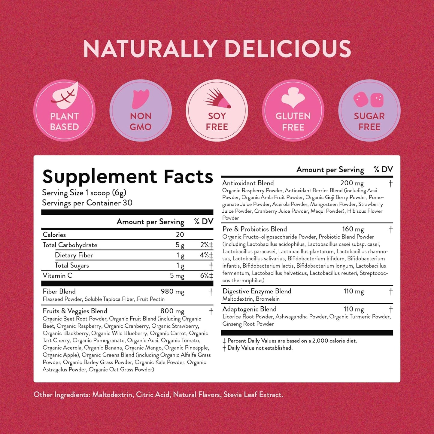 Antioxidant-Rich Reds & Superfoods Blend with Probiotics and Daily Energy Support - Berries & Cream - 30 Servings