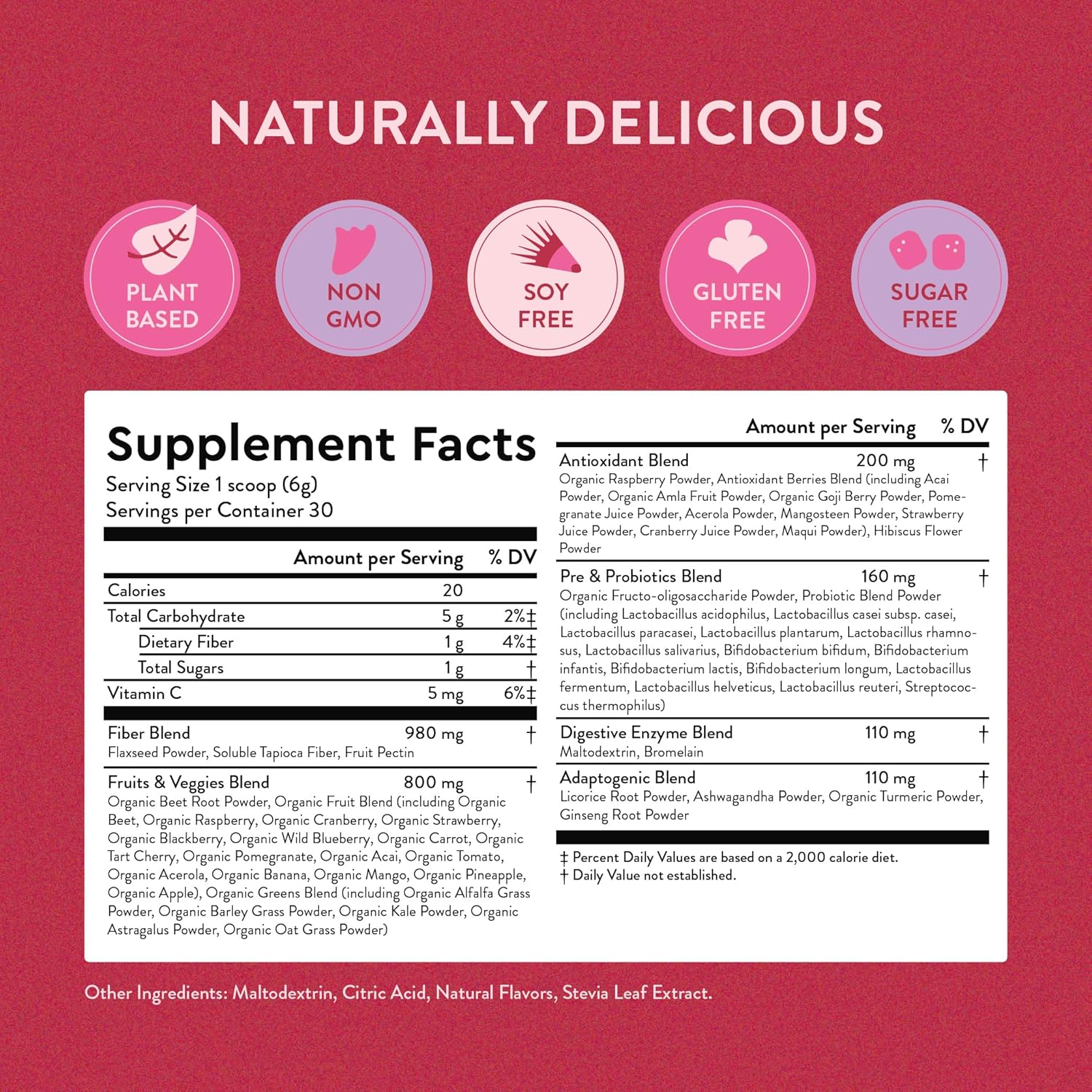 Antioxidant-Rich Reds & Superfoods Blend with Probiotics and Daily Energy Support - Berries & Cream - 30 Servings