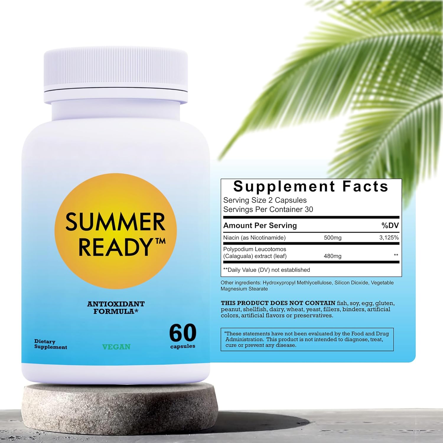 Antioxidant-Rich Skin Care Capsules with Vitamin B3 and Fern Extract for Summer-Ready Skin