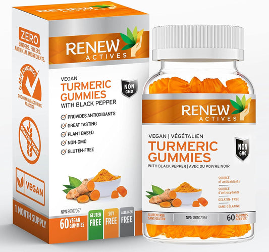 Antioxidant-Rich Turmeric Gummies with Black Pepper - Supports Immune Function - 60 Gummies for Wellness & Vitality