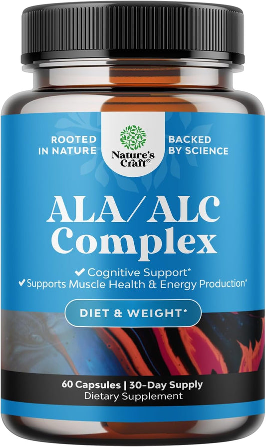 Antioxidant Supplement with ALC and Alpha Lipoic Acid - Essential Fatty Acids for Skin Health - Metabolism Booster for Weight Loss - AMPK Activator