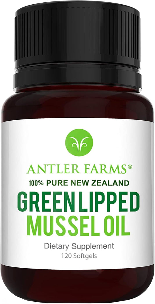 Antler Farms 100% Pure New Zealand Green Lipped Mussel Oil Softgels - 12,500mg Equivalent - 2 Month Supply