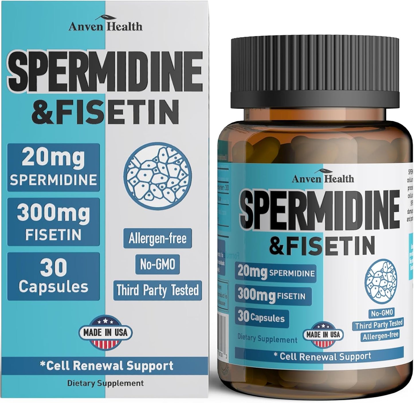 Anven Health Ultimate Relaxation and Longevity Bundle with Apigenin, L-Theanine, Spermidine, and Fisetin - Non-GMO, 60 Veggie Caps + 30 Capsules