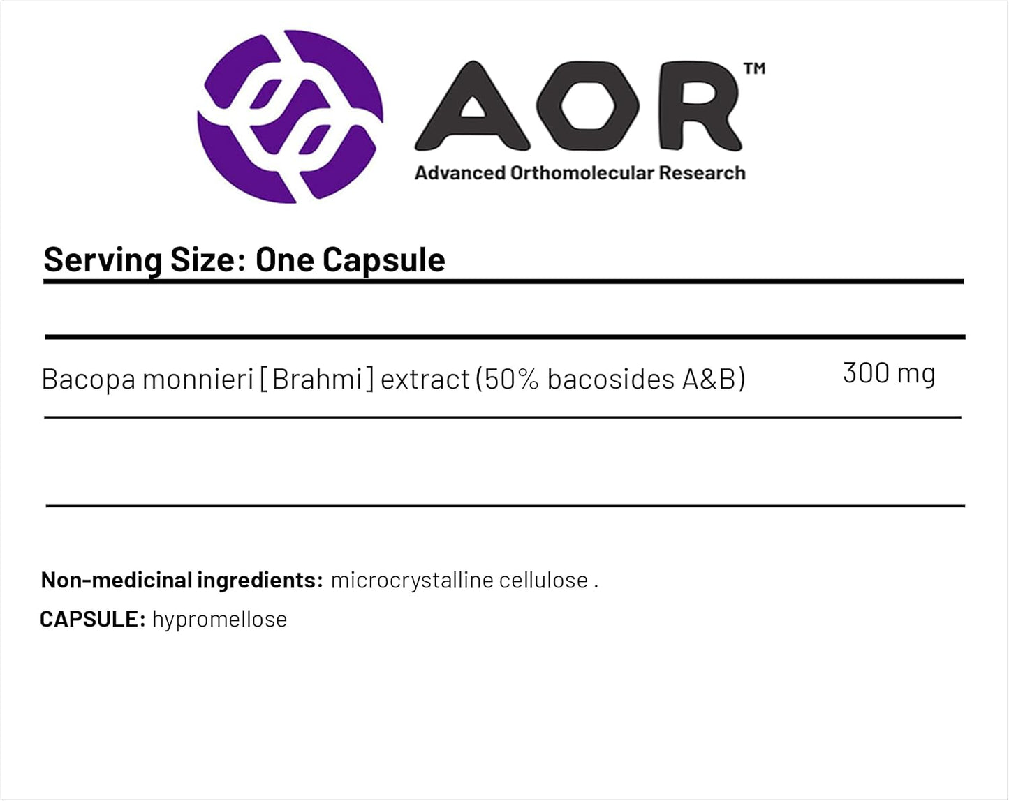 AOR Bacopa Enlighten Supplement - 300mg Ayurvedic Bacopa Monnieri, Vegan Capsules (60 Servings)