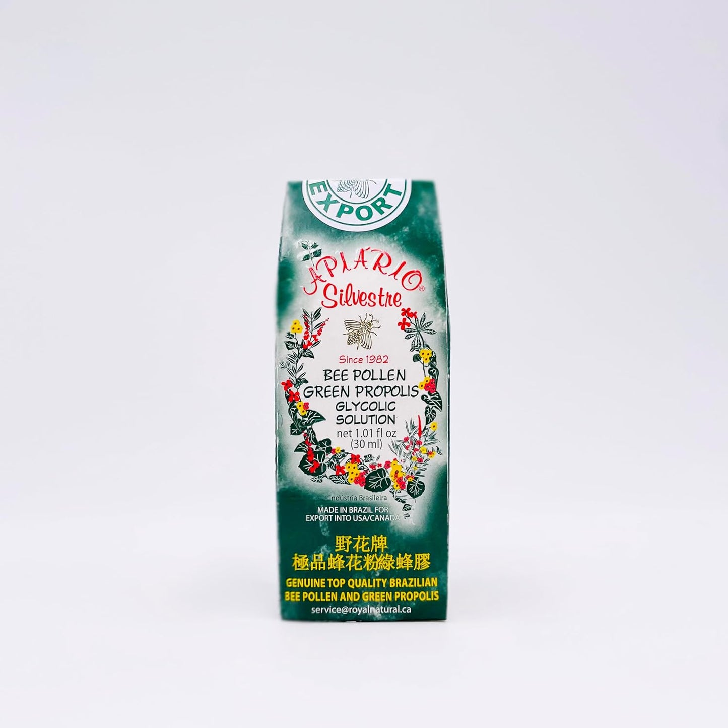 Apiario Silvestre Bee Pollen & Brazil Green Bee Propolis Liquid 3-Pack - Glycolic Extract, Non Alcoholic, Wax & Sugar Free