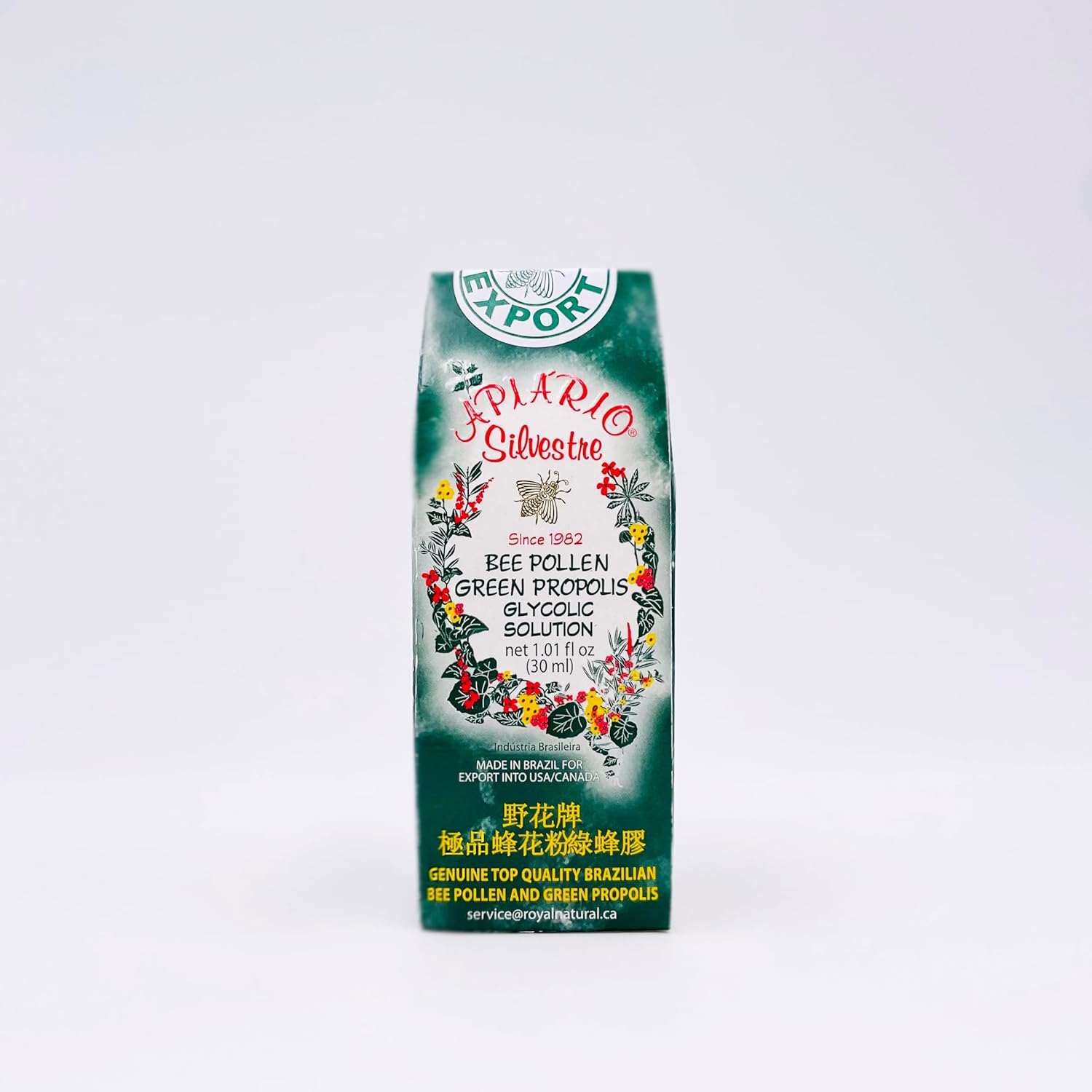 Apiario Silvestre Bee Pollen & Brazil Green Bee Propolis Liquid 3-Pack - Glycolic Extract, Non Alcoholic, Wax & Sugar Free