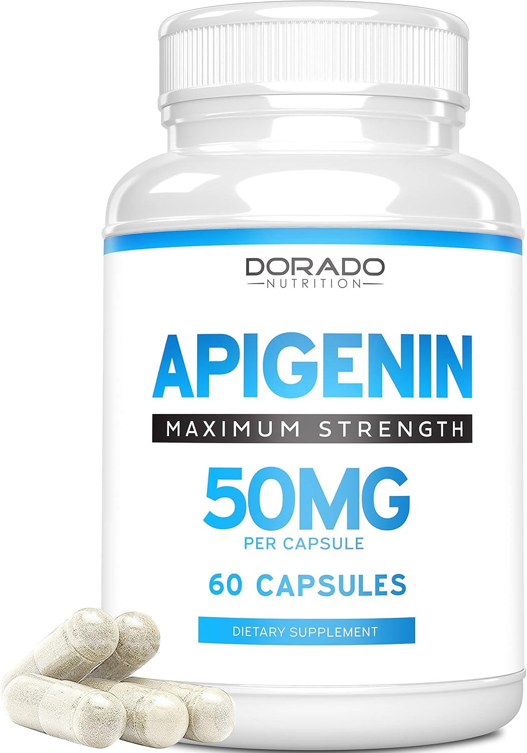 Apigenin Supplement 50mg Capsules - Pure Bioflavonoid from Chamomile - USA Made - Gluten Free, Non-GMO, Vegan - 60 Count