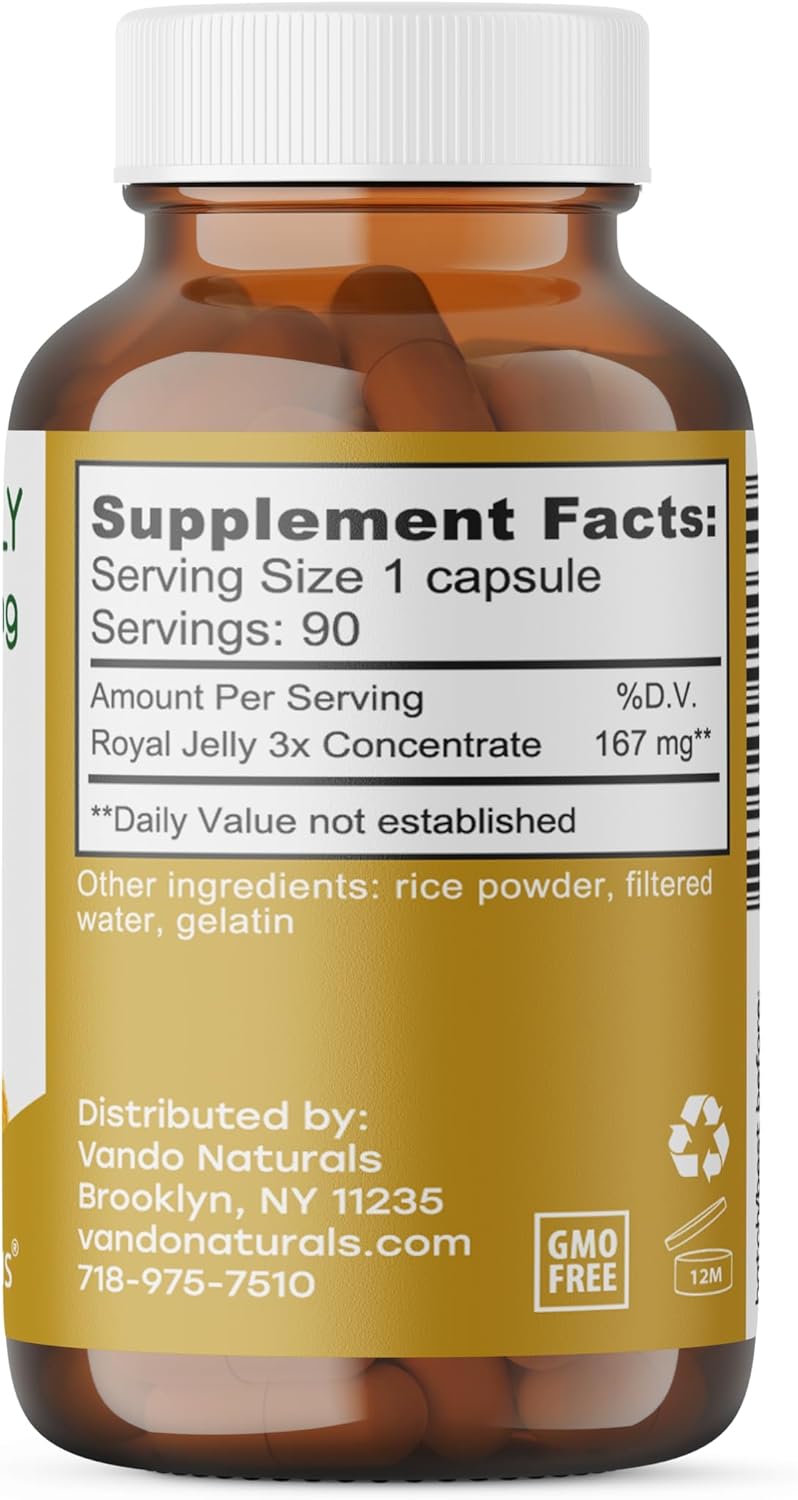 Apihaus Royal Jelly Capsules - 500 mg, 90 Count - Pure & Natural Supplement for Health & Wellness