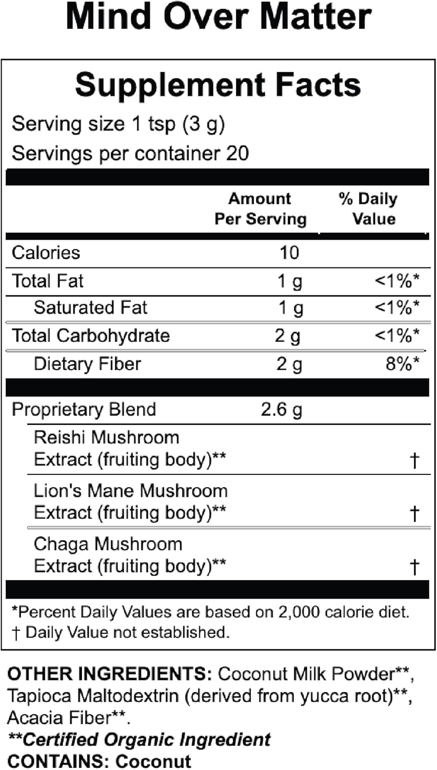 Apothékary Mind Over Matter Mushroom Powder: Cognitive Support, Memory & Focus, Stress Relief - Herbal Supplement, Vegan, Sugar-Free