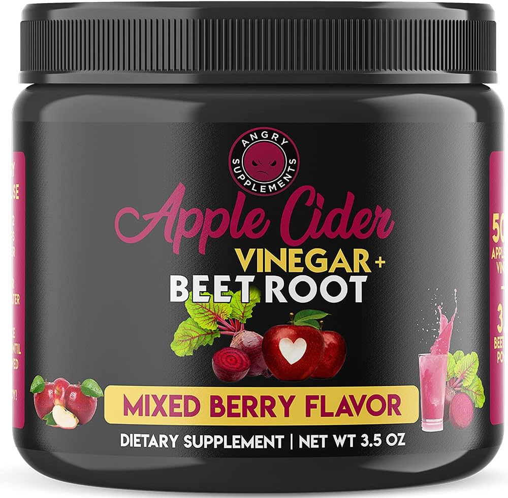 Apple Cider Vinegar & Beet Root Powder Mix for Energy, Digestion & Circulation - Nitric Oxide Booster - 1 Jar