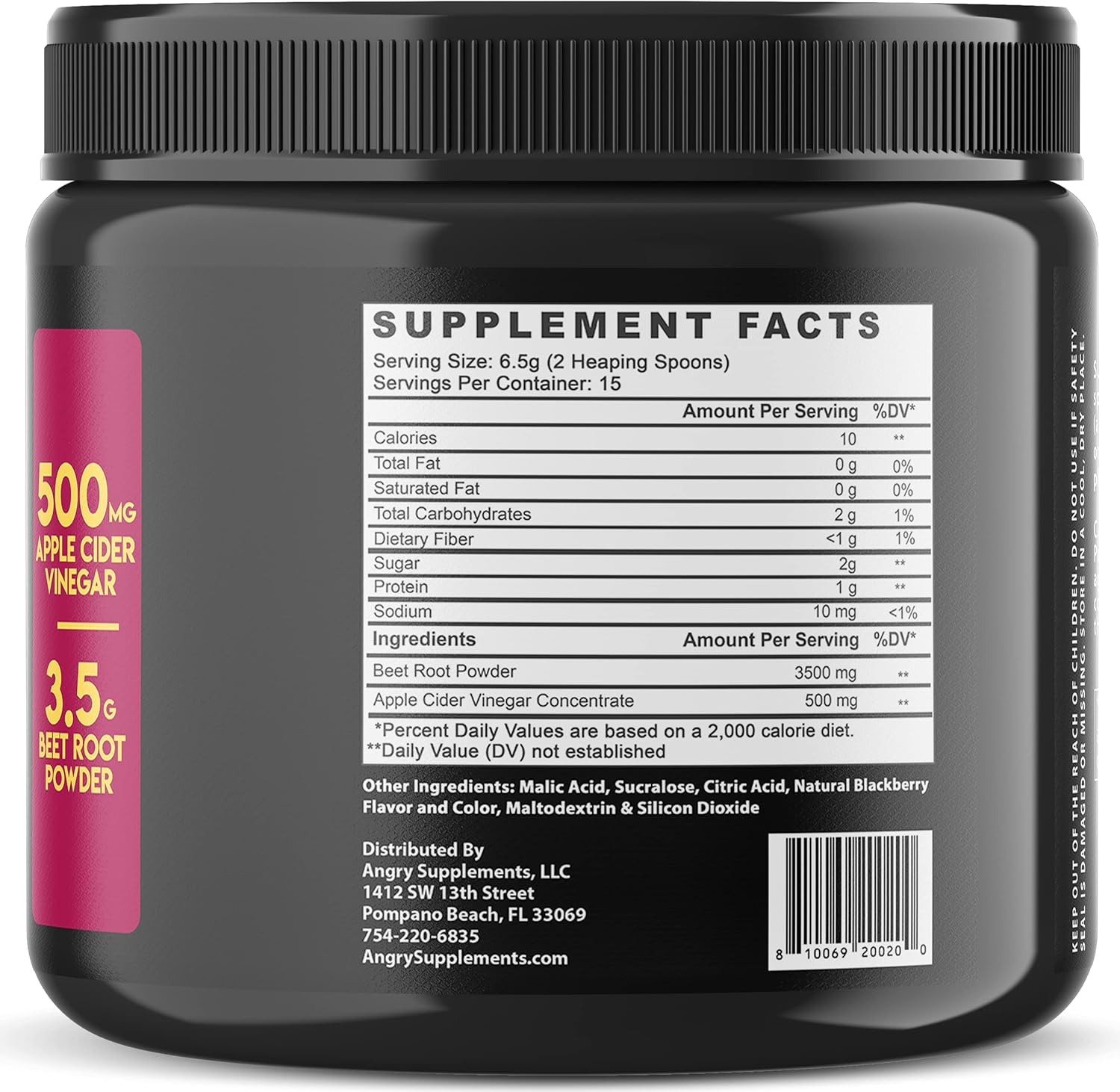 Apple Cider Vinegar & Beet Root Powder Mix for Energy, Digestion & Circulation - Nitric Oxide Booster - 1 Jar