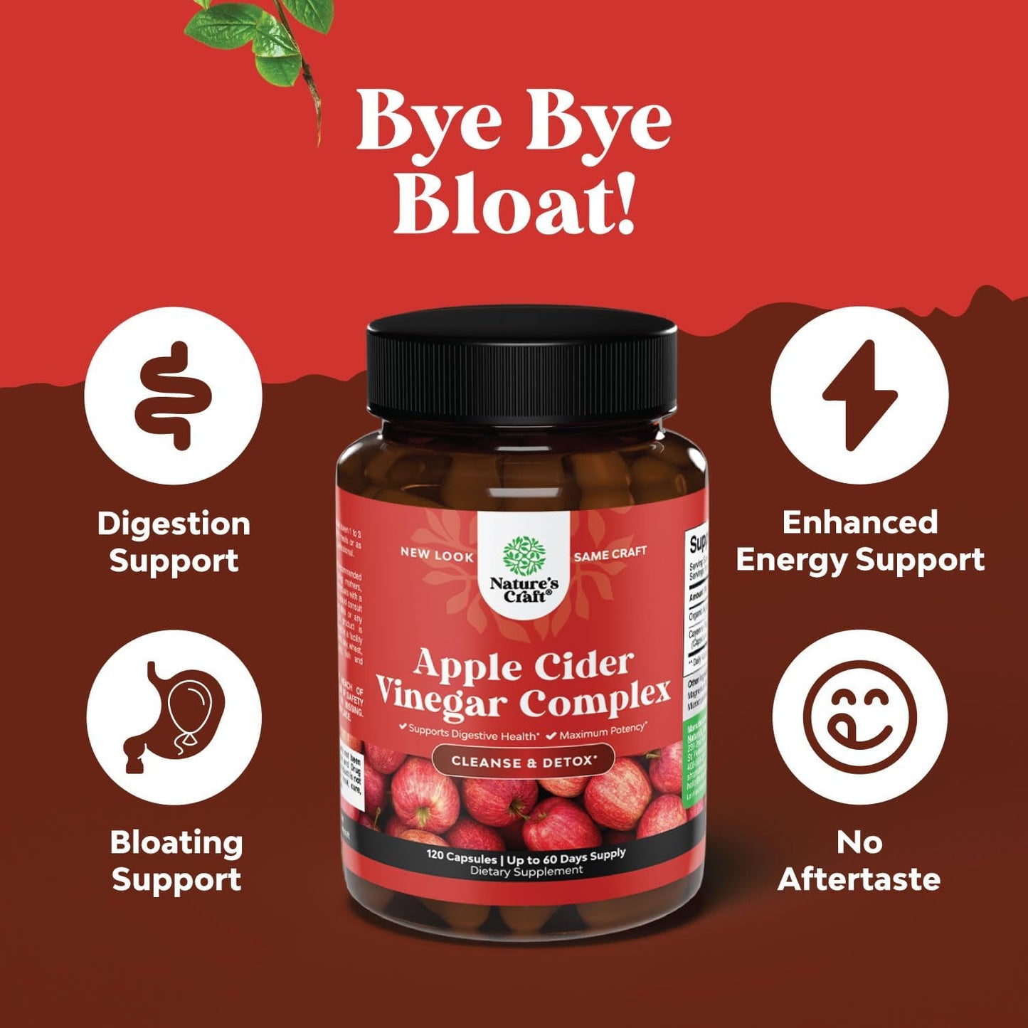 Apple Cider Vinegar Capsules for Gut Cleanse and Detox - Natural ACV Pills with Cayenne for Digestive Health - Extra Strength Formula for Full Body Cleanse - 60 Servings