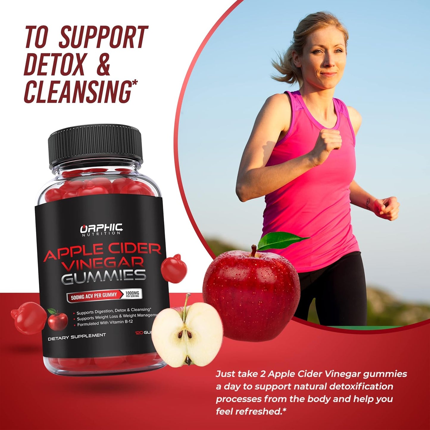 Apple Cider Vinegar Gummies 1000mg for Energy & Gut Health with Vitamin B12 and Beetroot - 120 Gummies