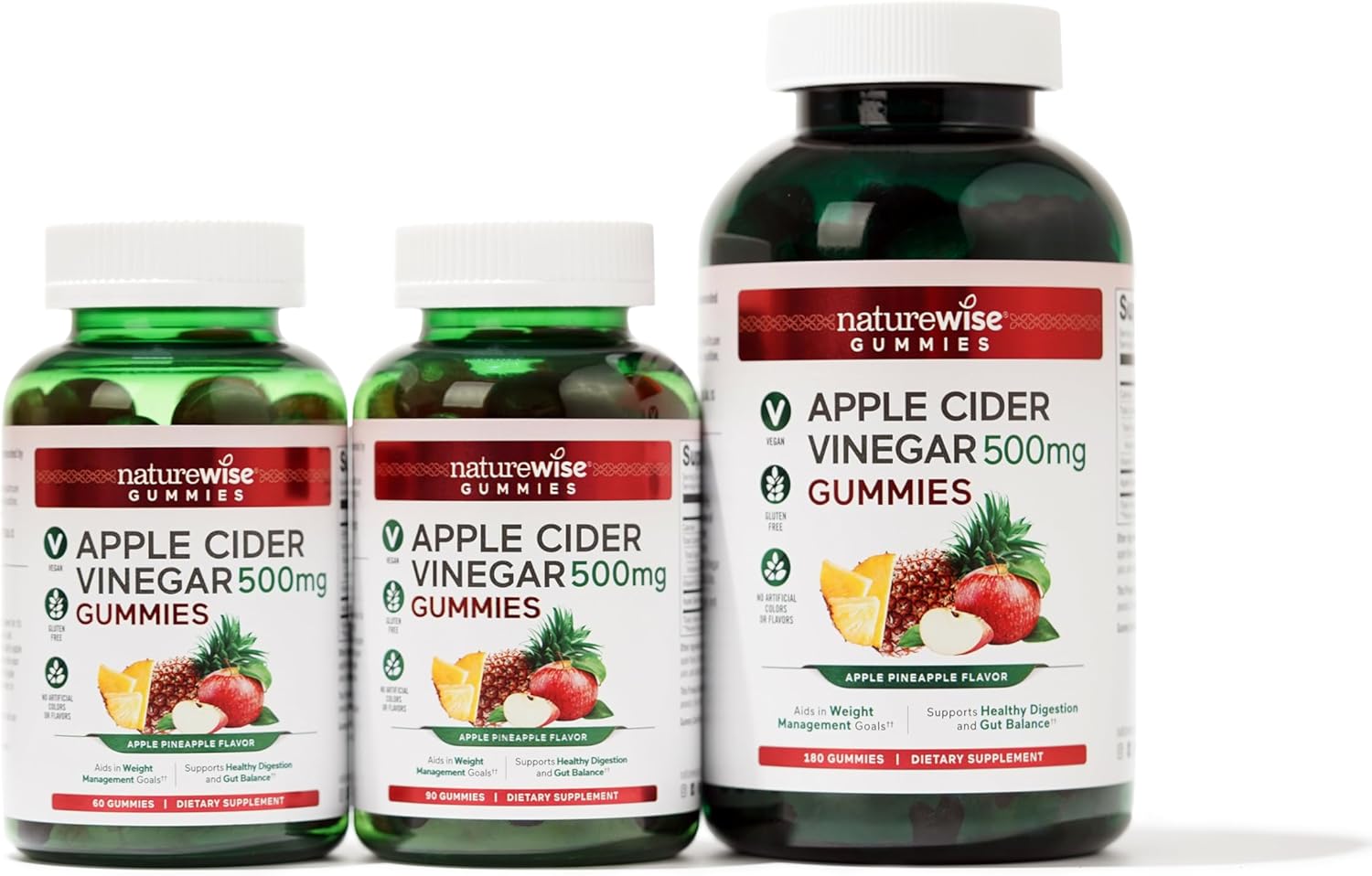 Apple Cider Vinegar Gummies 1000mg with Vitamin B12 - Vegan, Gluten-Free, Non-GMO - 90 Count Supply for 45 Days