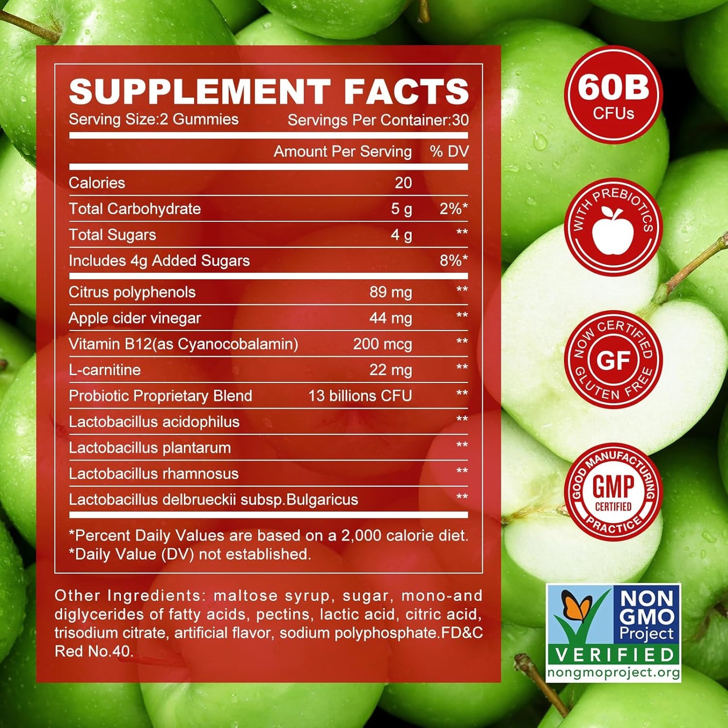 Apple Cider Vinegar Gummies with B12 Multivitamin - 90 Gummies for Energy & Gut Health - Non GMO Vegetarian Supplement