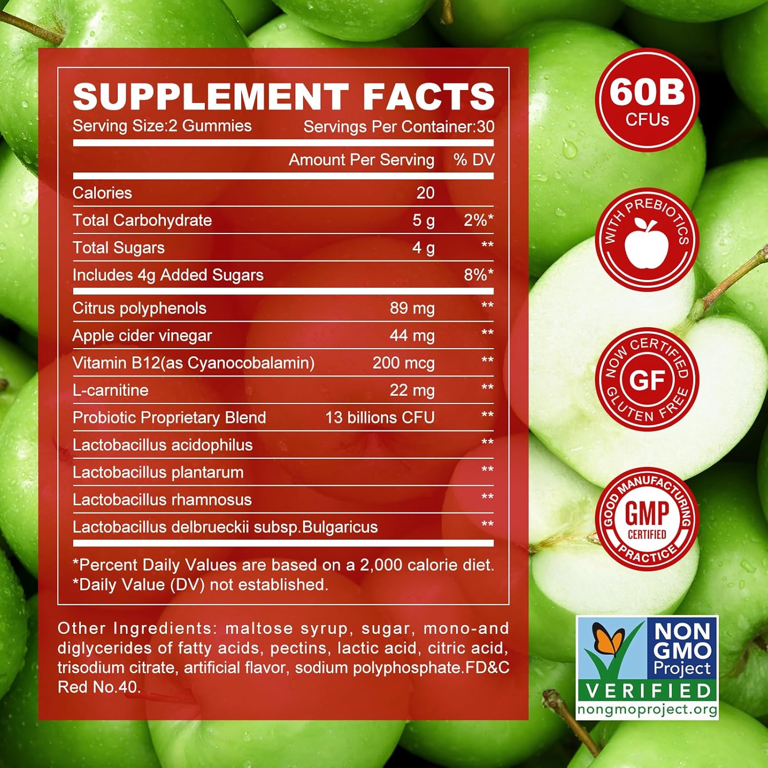 Apple Cider Vinegar Gummies with B12 Multivitamin - 90 Gummies for Energy & Gut Health - Non GMO Vegetarian Supplement