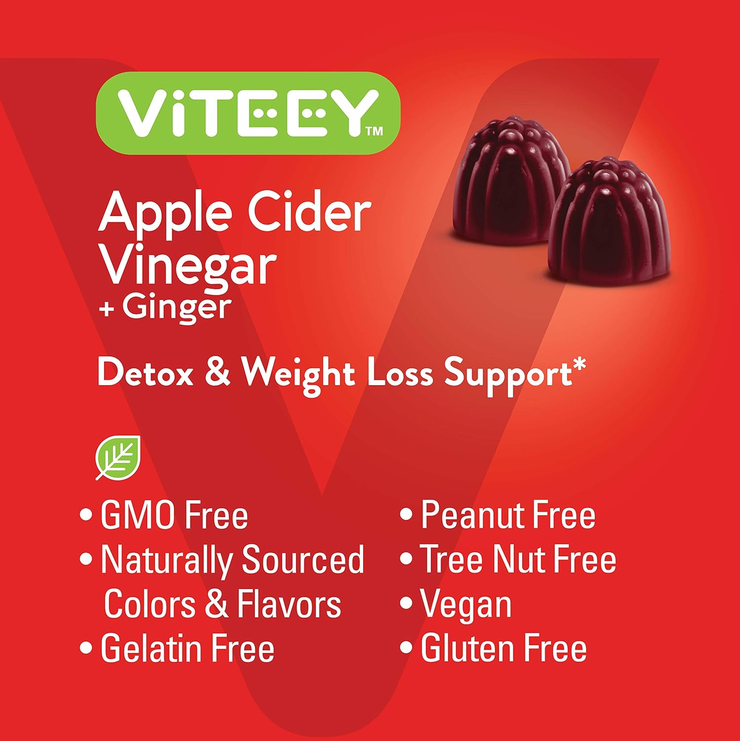 Apple Cider Vinegar Gummies with Ginger 1,000mg - Detox Cleanse for Weight Loss and Immune Support - Vegan, Gluten Free, Gelatin Free - Chewable Apple Flavored Gummy - BoostGo Australia
