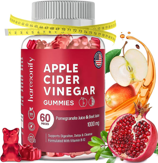 Apple Cider Vinegar Gummies with Pomegranate Beet Juice and Vitamin B12 - 30 Day Supply