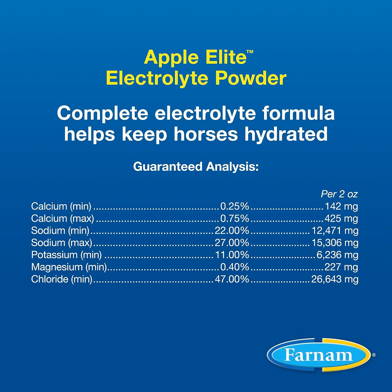 Apple Elite Horse Electrolyte Powder by Farnam - Replenishes Minerals Lost During Exercise & Stress, 20 lbs.