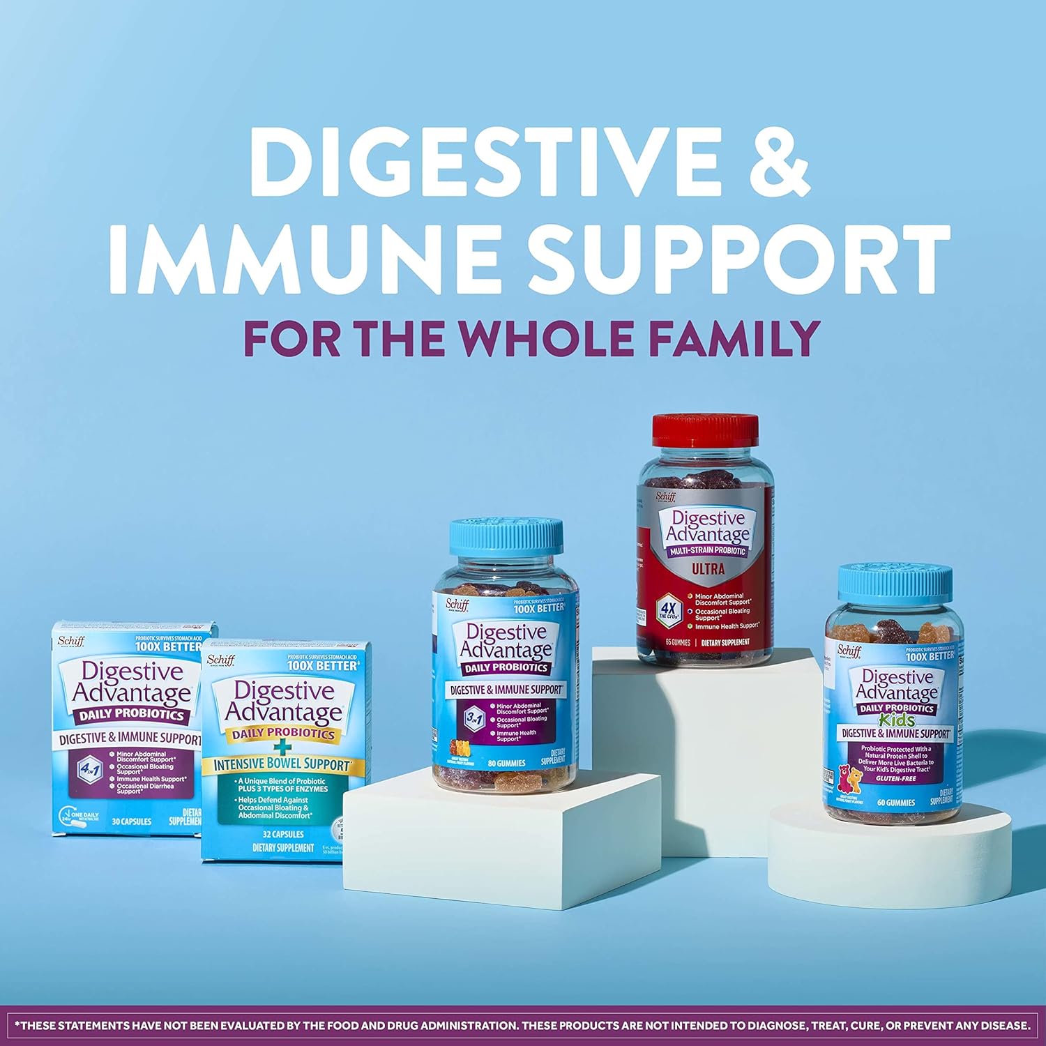 Apple Flavored Digestive Advantage Probiotic Gummies with ACV, 60ct for Digestive & Immune Health in Men & Women