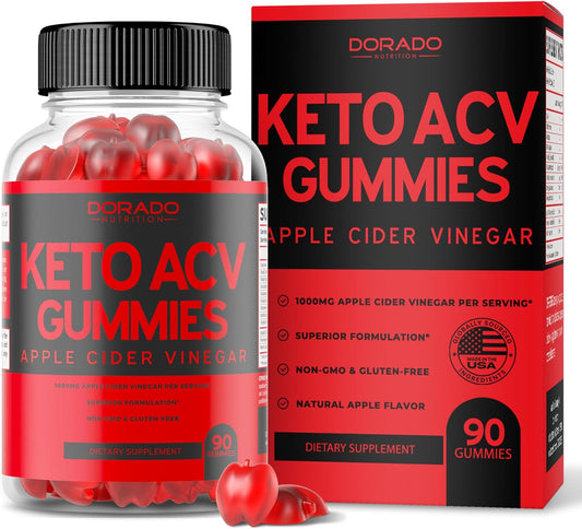 Apple Flavored Keto ACV Gummies for Weight Loss Support - 1000mg (90 Count) - Boost Digestion & Metabolism - Advanced Formula