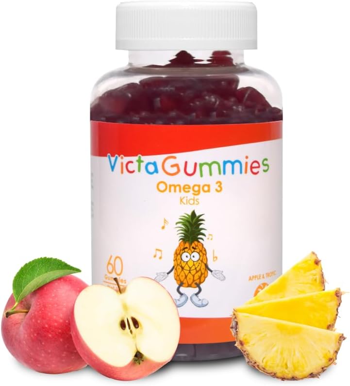 Apple & Tropical Flavored Dr. T Kids Omega 3 Gummies (120g) - Promotes Healthy Cognitive Function and Nervous System in Children