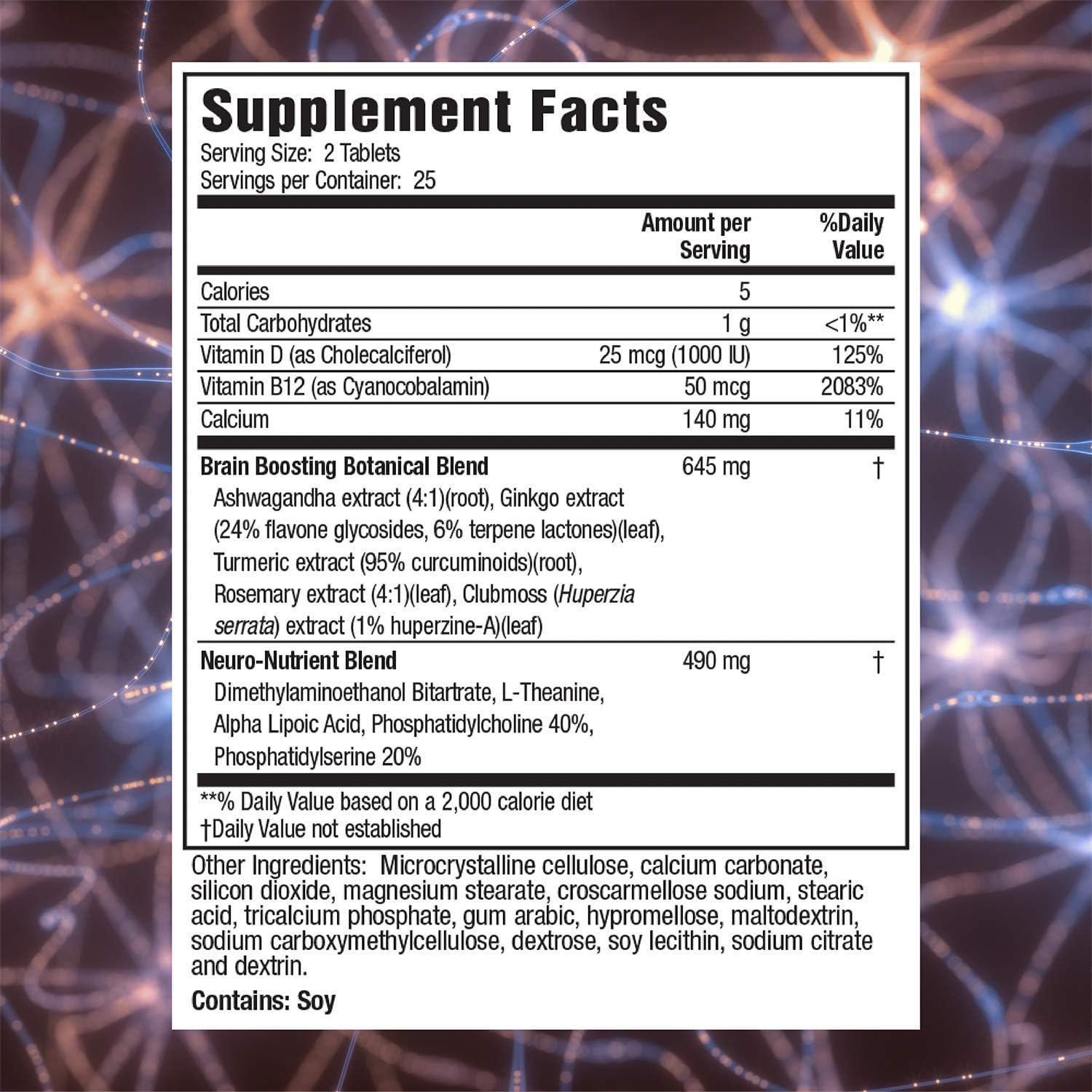 Applied Nutrition Healthy Brain All-Day Focus - 100 Tablets, 3-in-1 Brain Booster with Turmeric Extract