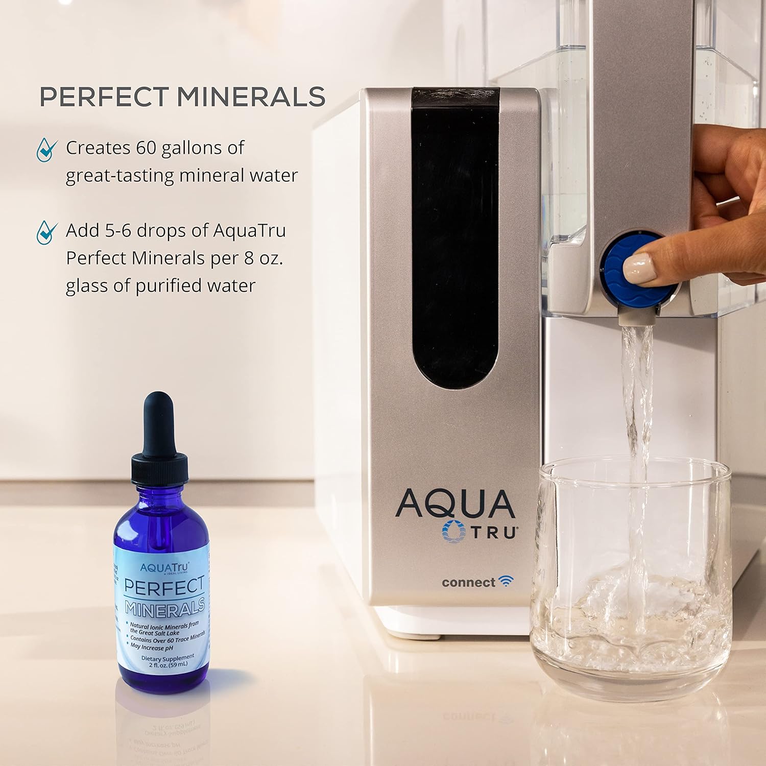 AquaTru Countertop Reverse Osmosis Water Filter System for Creating Mineral Water