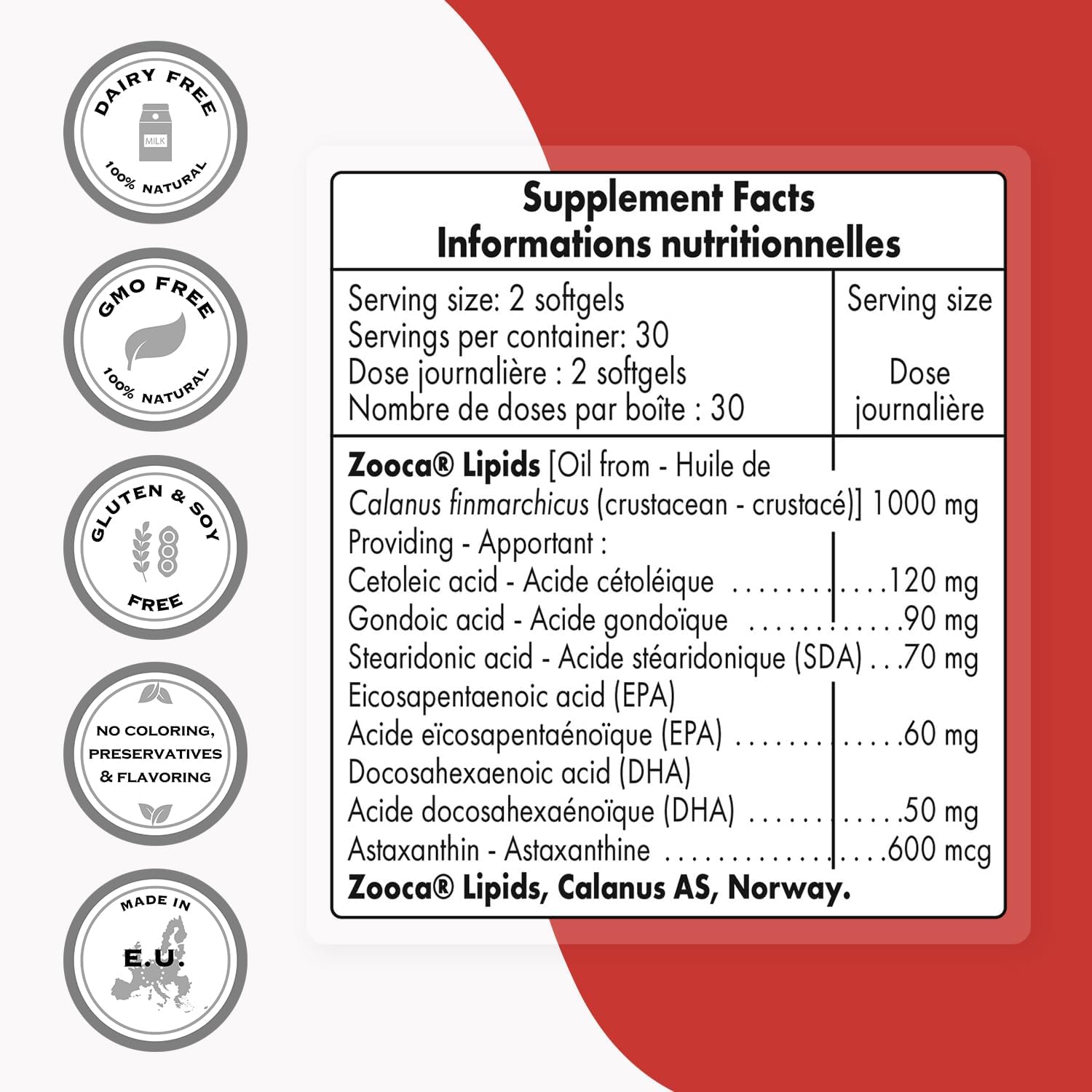 Arctic Plankton Oil Softgels with Omega-3 Fatty Acids - Non-GMO & Gluten-Free - 60 Count