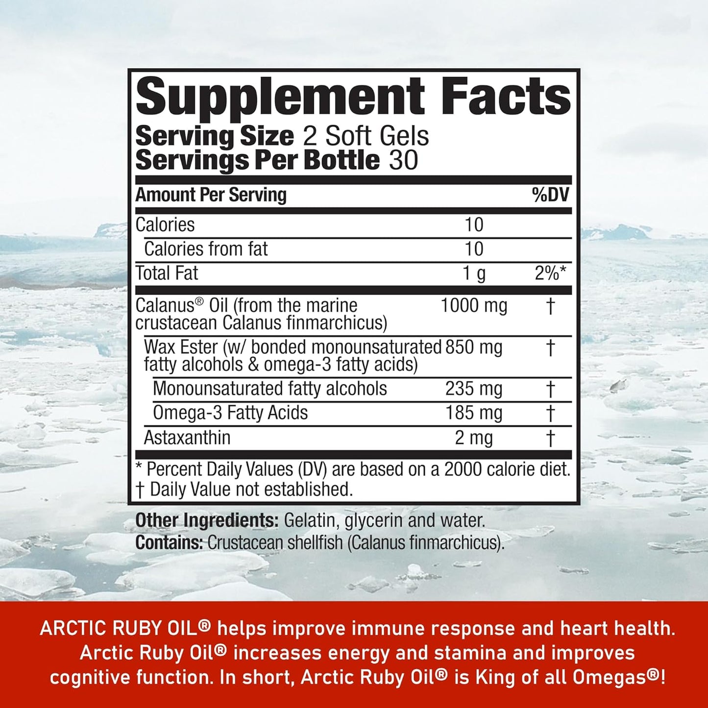 Arctic Ruby Oil Omega 3 Supplement with Astaxanthin - 60 Softgels for Heart, Brain, Eye, Skin, Joint & Immune Support