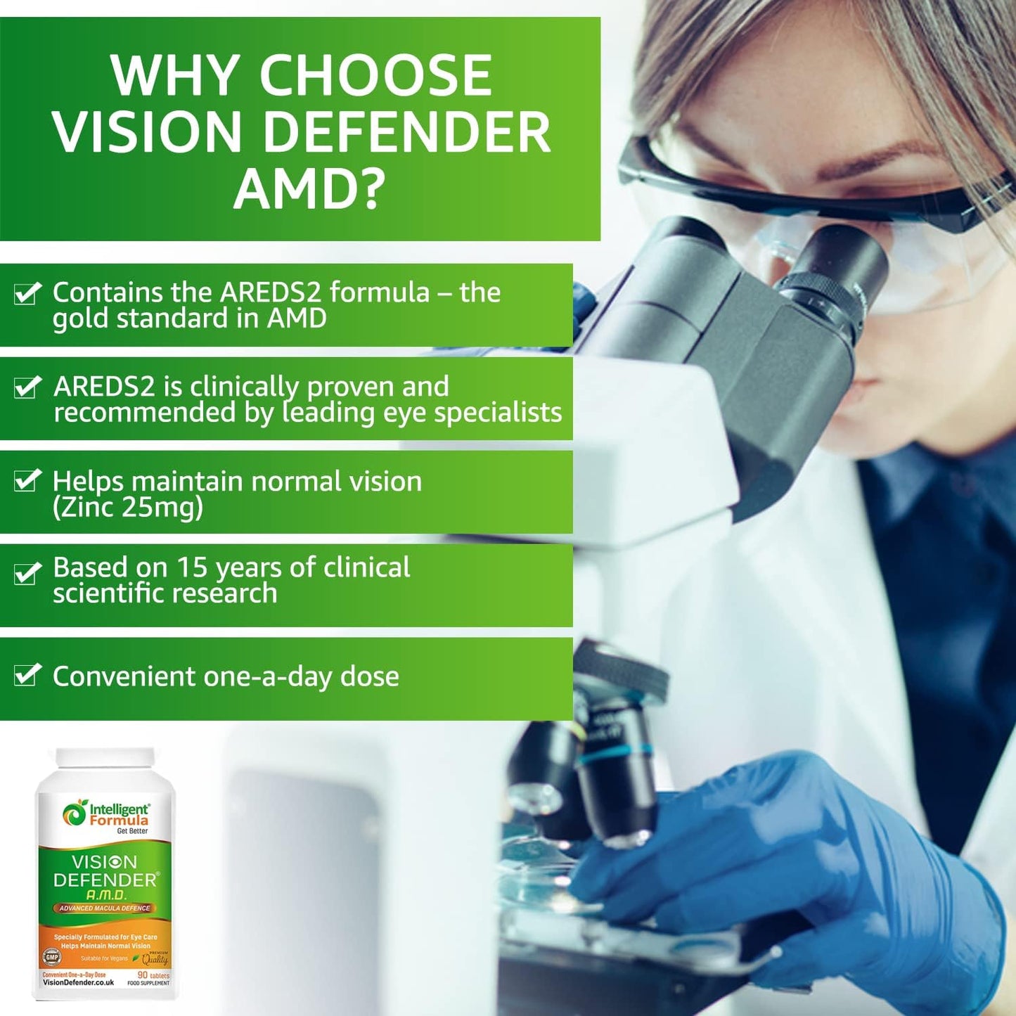 AREDS2 Formula Vision Defender Bundle with Meso-Zeaxanthin for Macula Health - Vegan Supplement (90 Days)