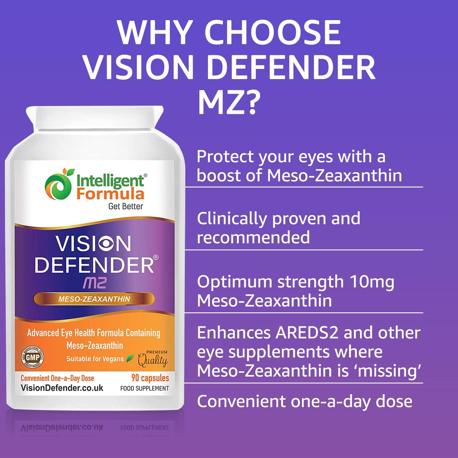 AREDS2 Formula Vision Defender Bundle with Meso-Zeaxanthin for Macula Health - Vegan Supplement (90 Days)