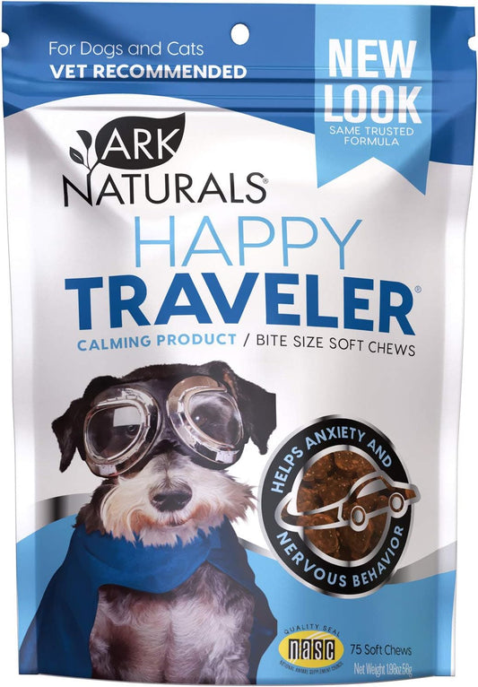 Ark Naturals Happy Traveler Chews - Natural Anxiety Relief for Dogs - 1.98 oz, Calming Treats - Blues/Purples - (326003)