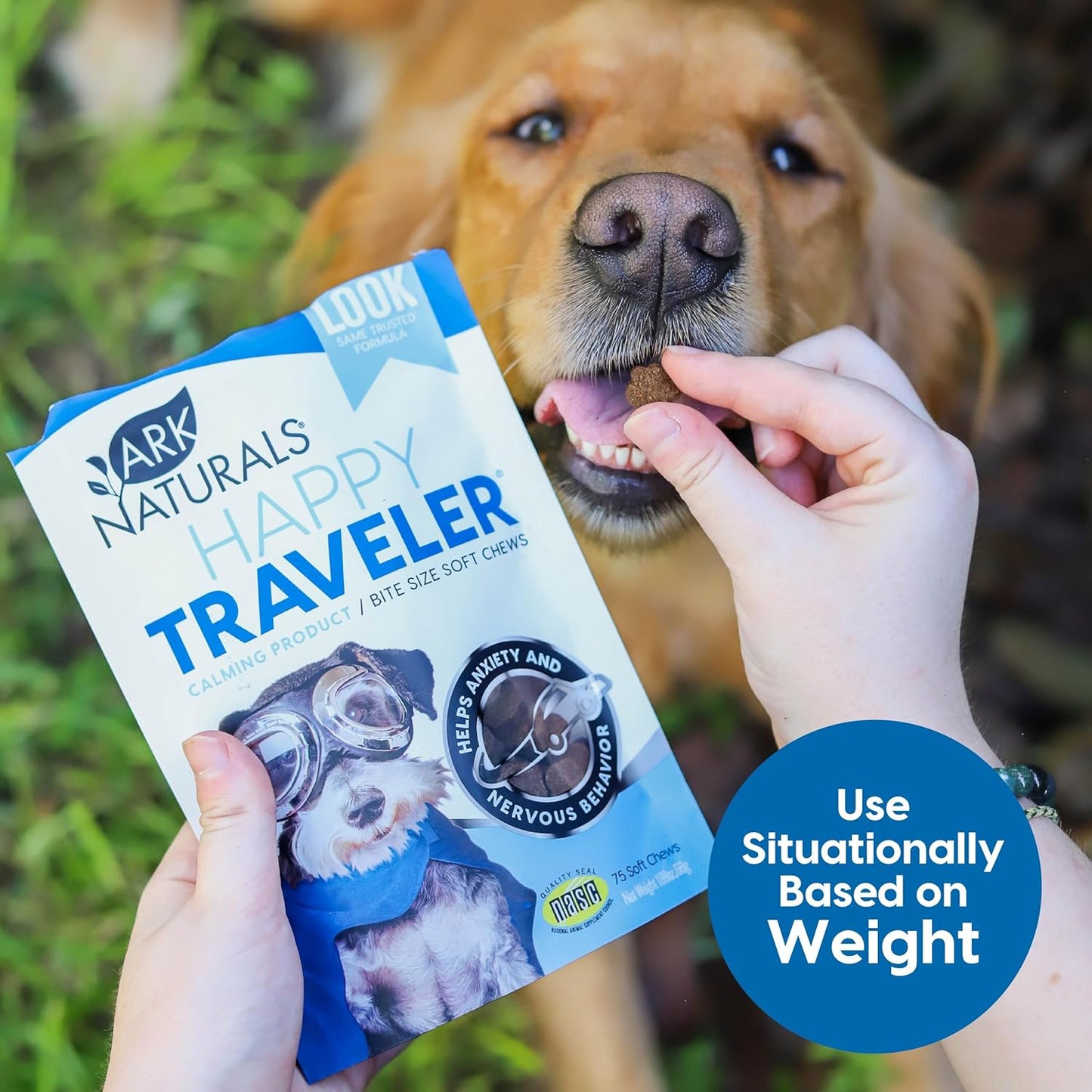Ark Naturals Happy Traveler Chews - Natural Anxiety Relief for Dogs - 1.98 oz, Calming Treats - Blues/Purples - (326003)