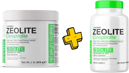 Aromel Zeolite Powder Combo Pack - 1 Pound Powder + 120 Capsules