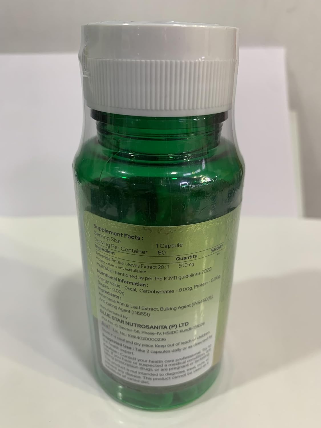 Artemisinin Capsules: Organic Extract from Artemisia Annua - Vegan & Gluten Free - 60 Capsules 500mg