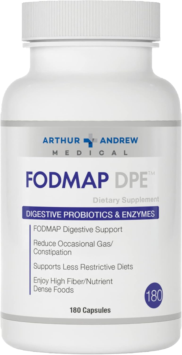 Arthur Andrew Medical FODMAP DPE 180 Capsules - Digestive Probiotics & Enzymes for FODMAP Intolerance, Vegan & Non-GMO