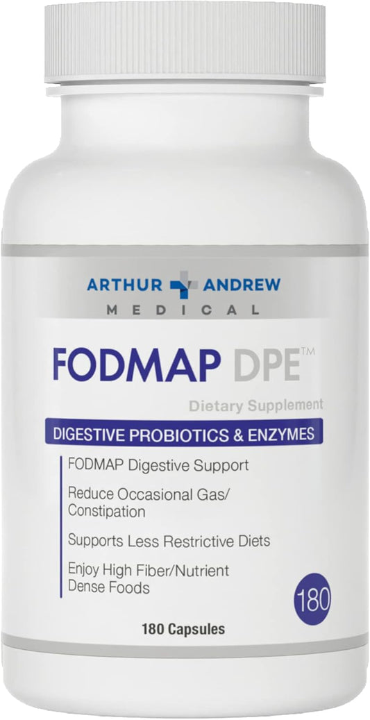 Arthur Andrew Medical FODMAP DPE 180 Capsules - Digestive Probiotics & Enzymes for FODMAP Intolerance, Vegan & Non-GMO