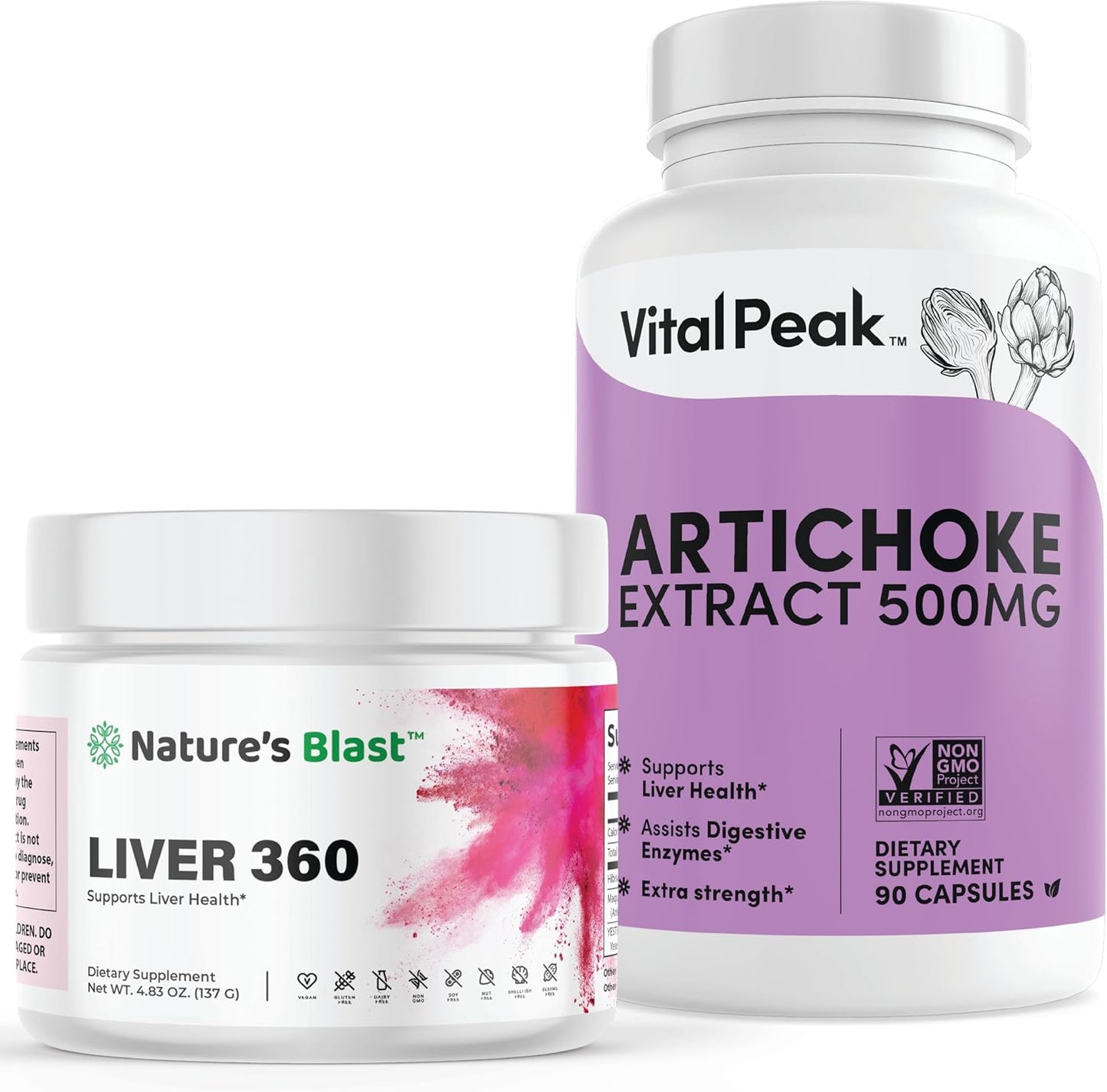 Artichoke Extract Bundle: Liver 360 and Vital Peak Supplement for Liver Health