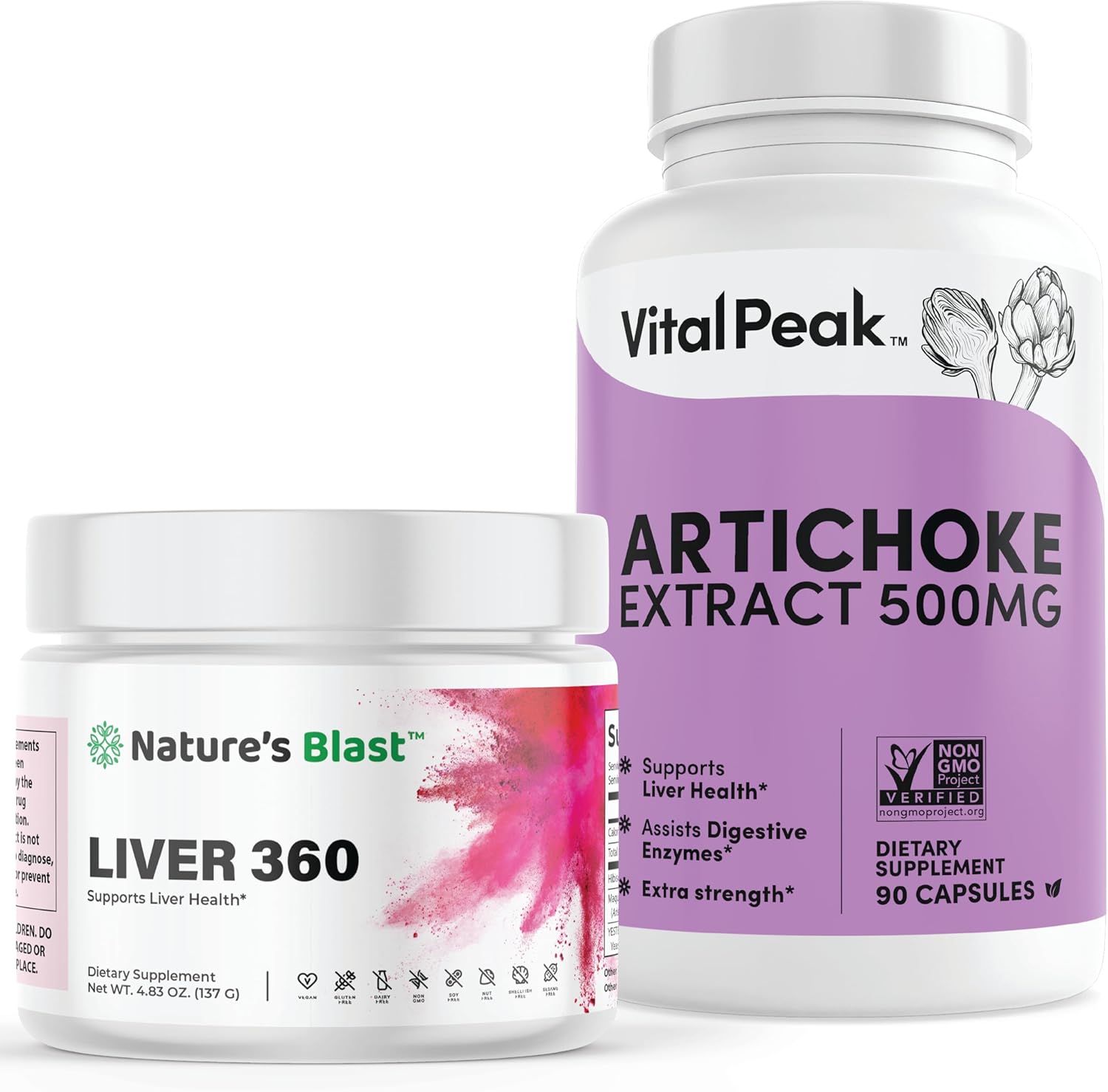 Artichoke Extract Bundle: Liver 360 and Vital Peak Supplement for Liver Health