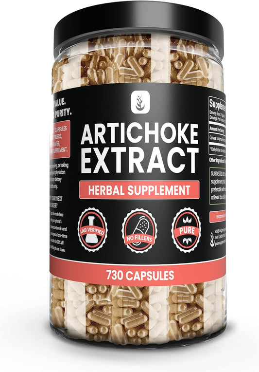 Artichoke Extract Capsules - 730 Count, Pure Ingredients, No Magnesium or Rice Fillers, Lab Verified
