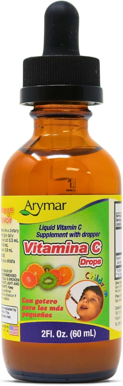 ARYMAR Children's Vitamin C Drops - Immune Support & Antioxidant - Orange Flavor - 2 Fl Oz/Pack of 1