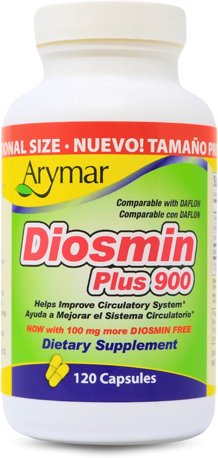 Arymar Diosmin Plus 900 - 1000mg Circulatory System Support Supplement, 120 Capsules
