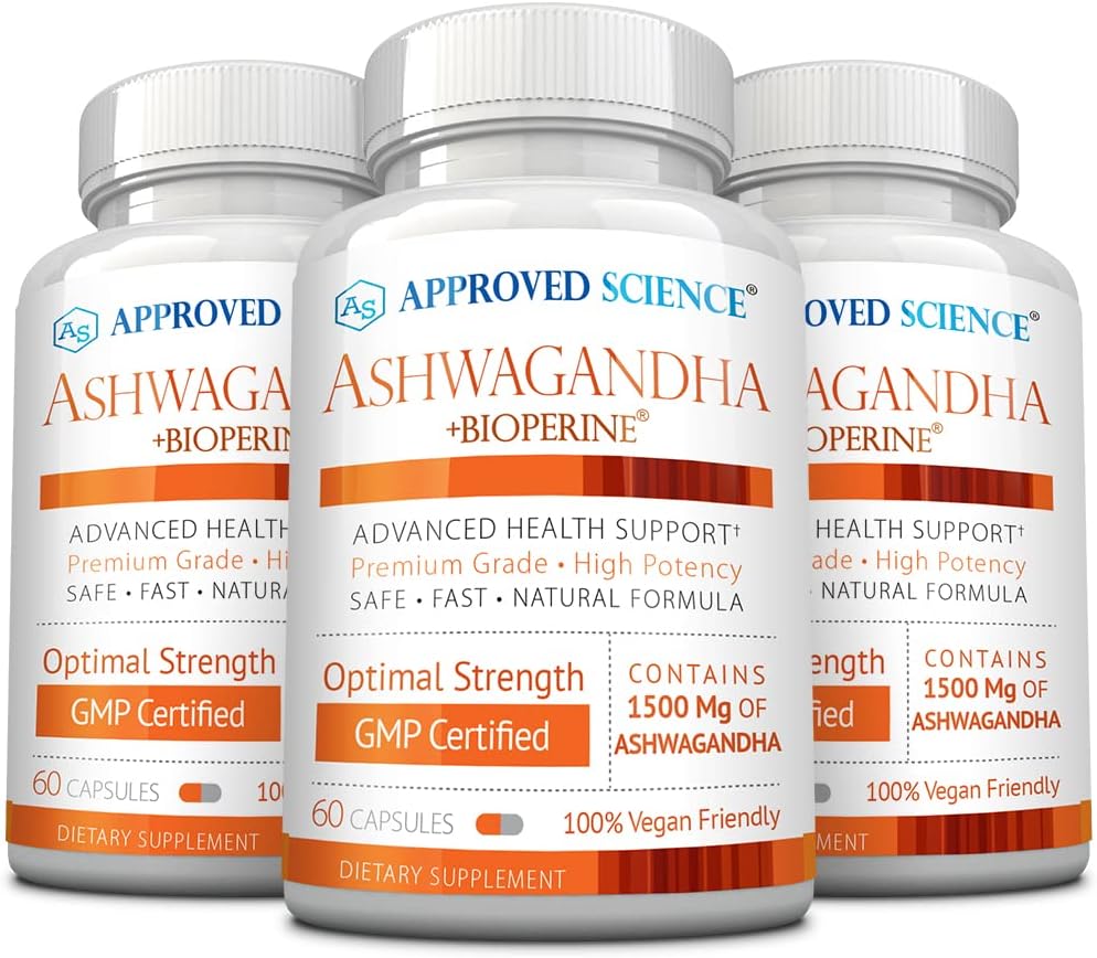 Ashwagandha 1500mg with Bioperine® and Ginger - Mood & Energy Booster - 180 Vegan Capsules