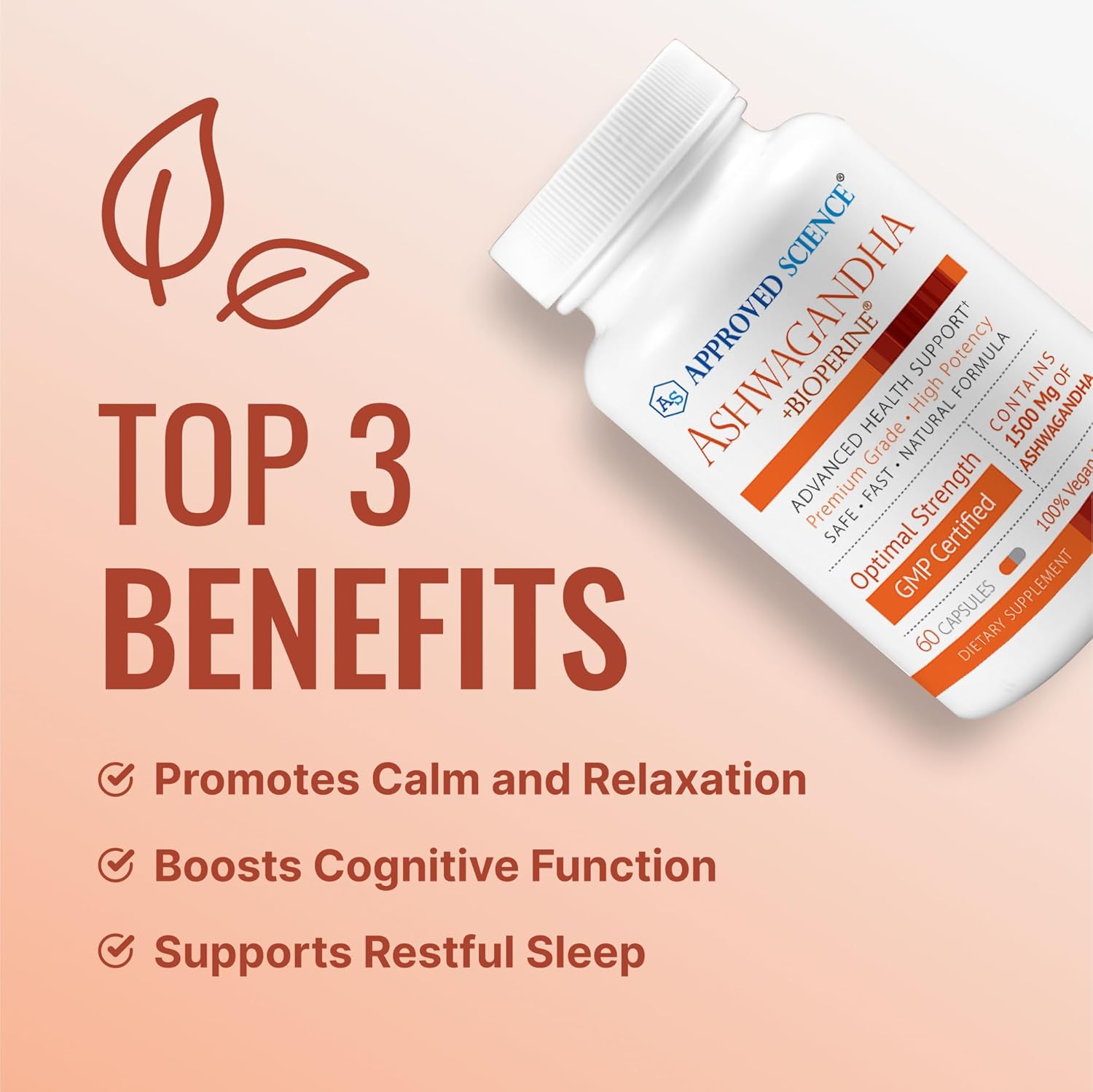 Ashwagandha 1500mg with Bioperine® and Ginger - Mood & Energy Booster - 180 Vegan Capsules