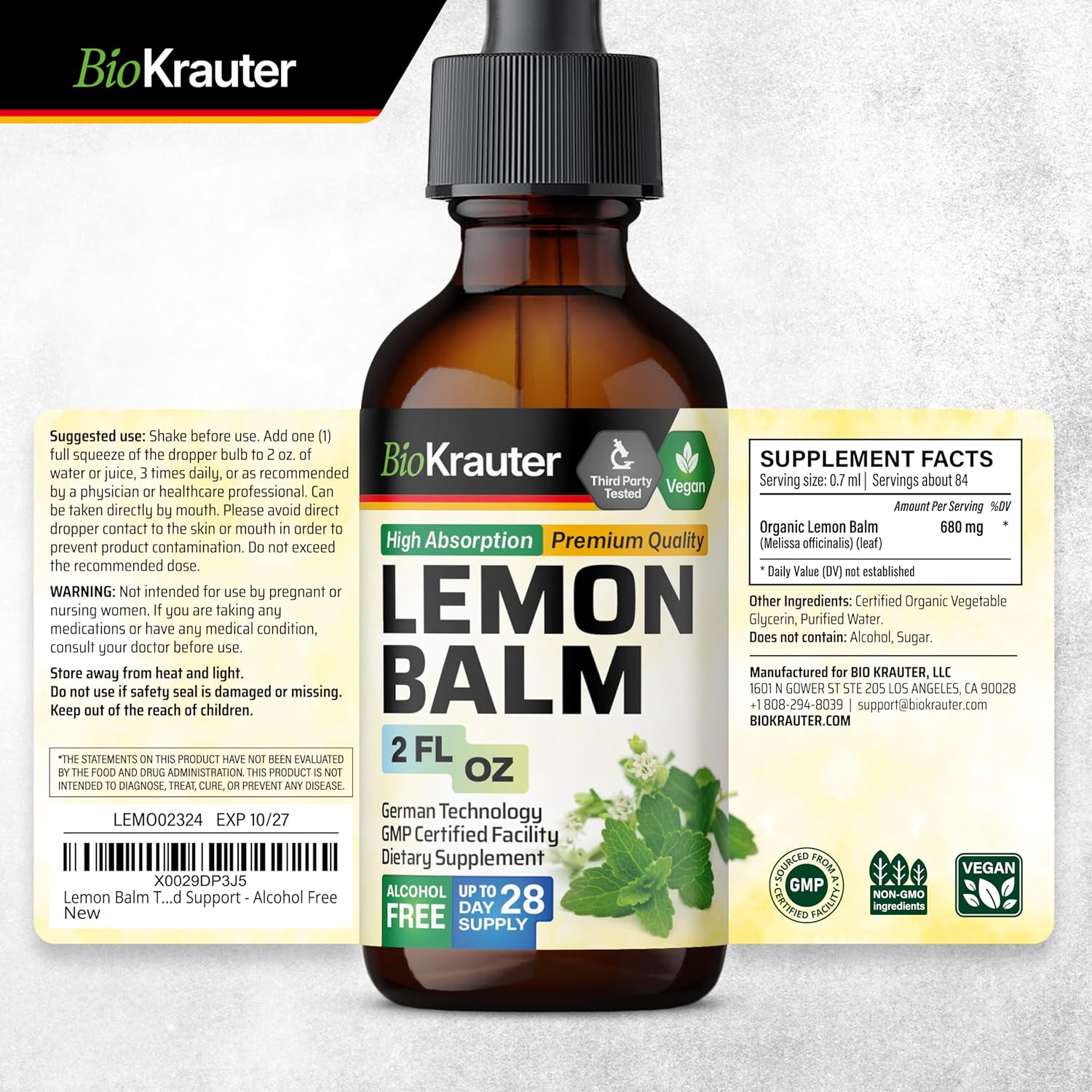 Ashwagandha and Lemon Balm Tinctures Combo Pack - 2 Fl. Oz. Each