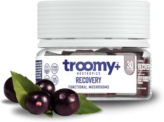 Ashwagandha and Reishi Mushroom Nootropic Recovery Gummies for Peak Performance - 30 Count - Gelatin-Free, Gluten-Free, Vegetarian