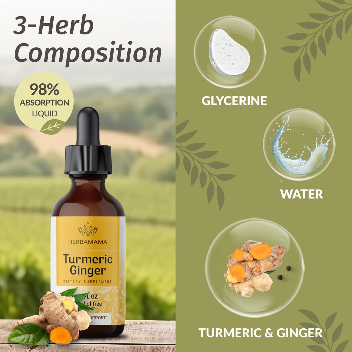 Ashwagandha and Turmeric Ginger Bundle - 1500mg Capsules & 2 fl oz Tincture - Vegan & Non-GMO - 2 Pack